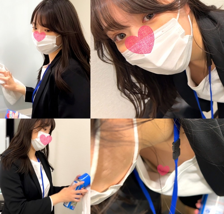 【胸ちら/乳首】会社内TOPクラスの美女！！掃除中のおっぱい絶景